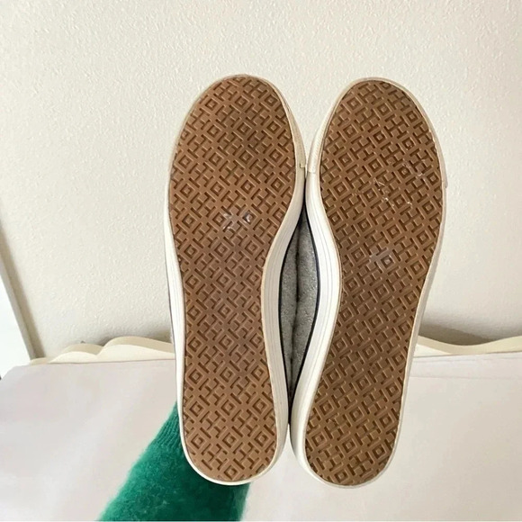 Tory Burch Skylar Slip-On Bow Ballet Grey Quilted Wool Patent Black Leather Shoe - Picture 9 of 9